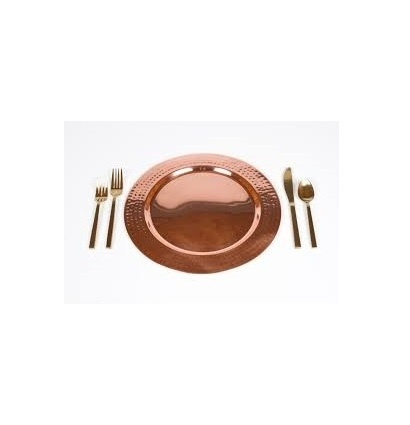 Copper charger plate top selling product rose gold color 100% handicraft copper charger plate