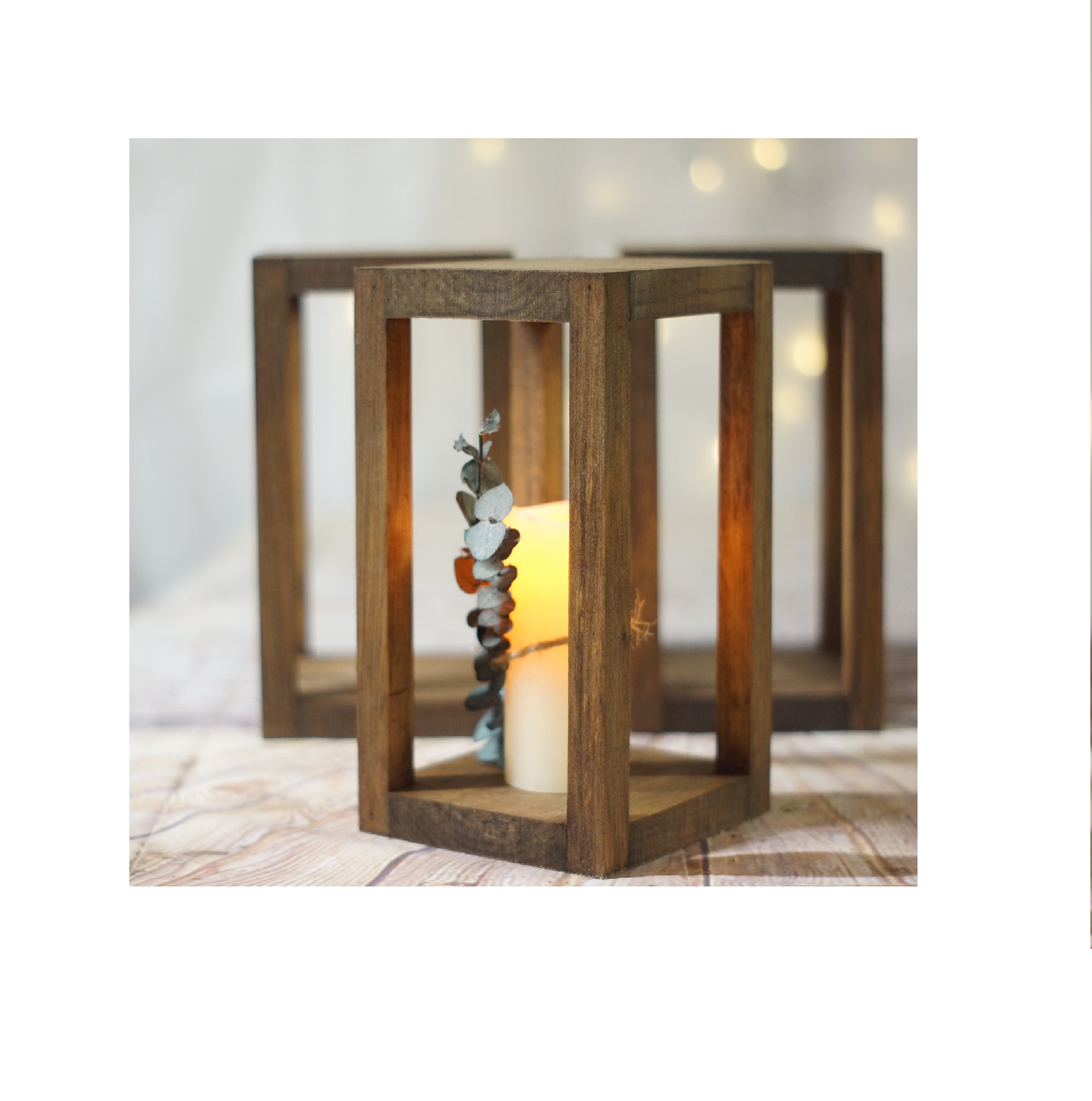 Modern design wood Lantern & Candle jar Handicraft Best selling product Wood Candle holder decor festival