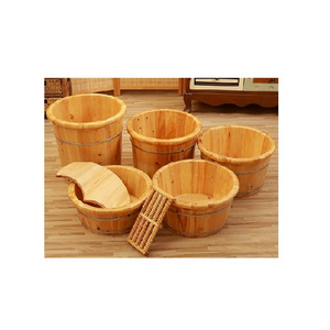 100% Natural wooden foot rest bucket for Pedicure Spa And Foot Massager solid acacia wood bucket at low price