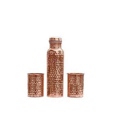 Copper Water Bottle With Time Marker 1 Liter  Water bottles Free  sample copper bottle with handmade use polished and 2 glass