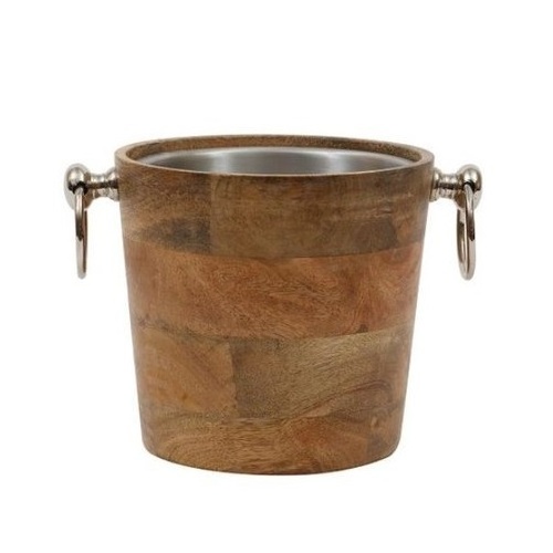 Stainless steel & Wood ice Bucket with metal handle Champagne Handicraft For Home Bar Mini Bar Hotel Ice Bucket