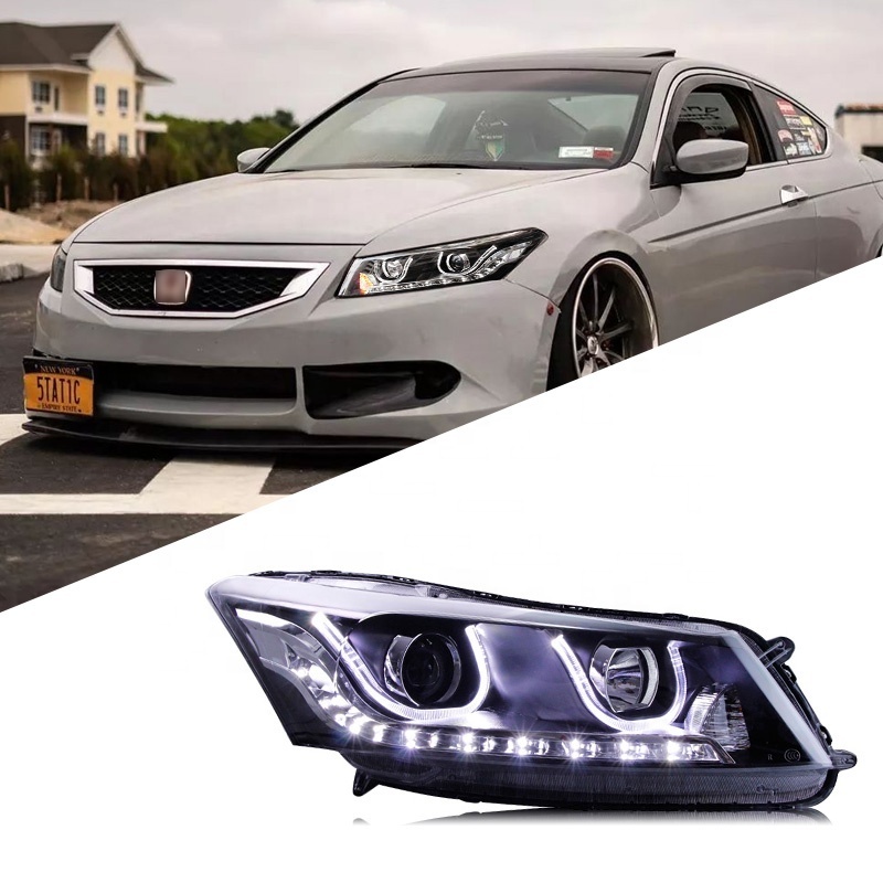 Suitable For Honda Accord 8th Generation Headlight Assembly Modified Bifocal Lens Xenon Lamp LED Daytime Running Light Angel Eye