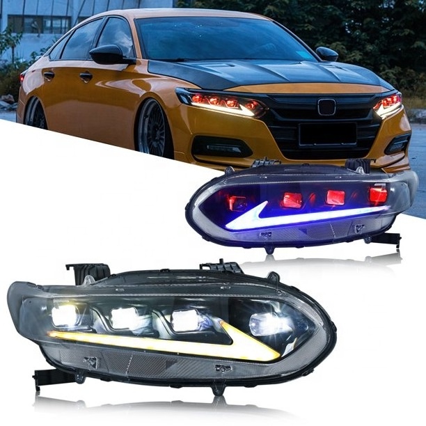 LED Headlights for Honda Accord 2018-2022 with Red Demon Eye LED front Lamps