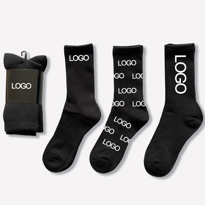 Designer casual jacquard knitted letter wholesale crew cotton  brands socks funny sports custom socks men