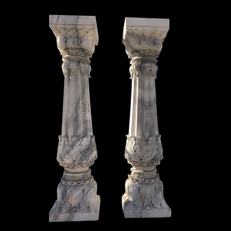 Nice Carving Natural White marble stone gate pillar design