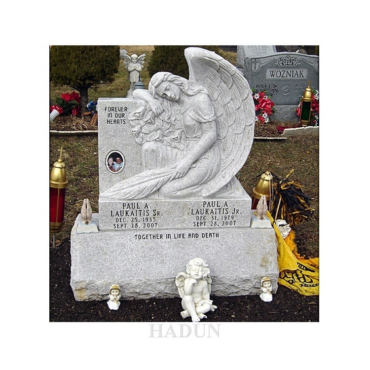 Customized angel hand carved statue monument headstone