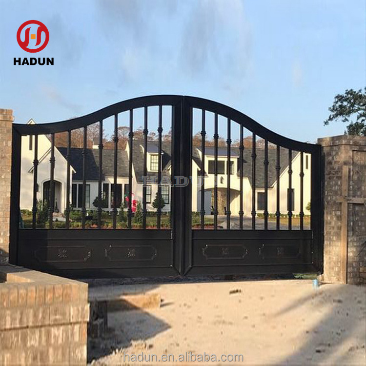 High quality modern simple main double door wrought iron gate driveway design