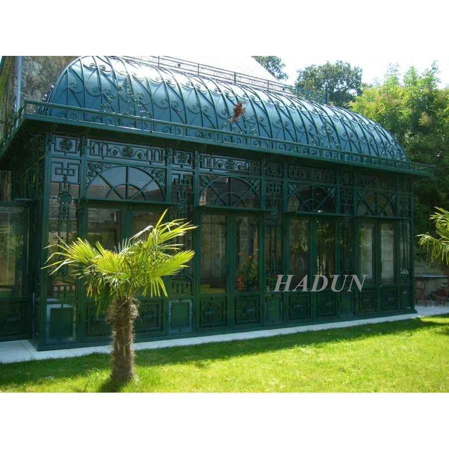 Flower house Garden large glass greenhouse wrought iron gazebo for sale