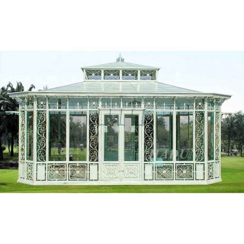 Large Garden Decorative Custom Wrought Green Iron Outdoor Gazebo