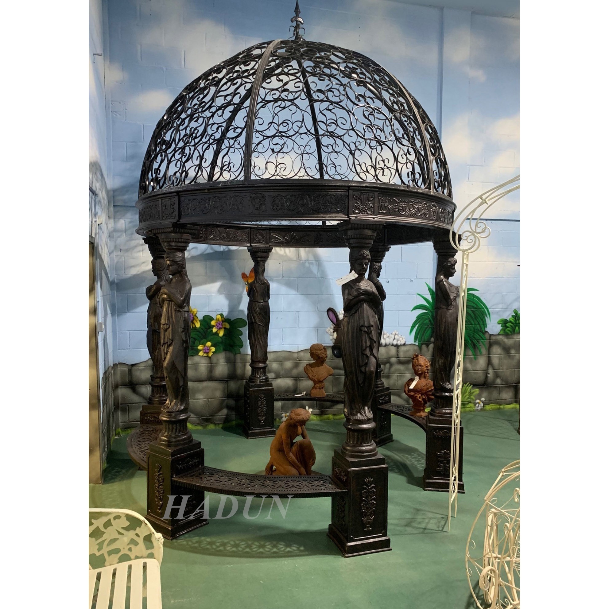 Outdoor Decorative Luxury Garden Metal Pavilion Antique Round Cast Iron Gazebo For Sale