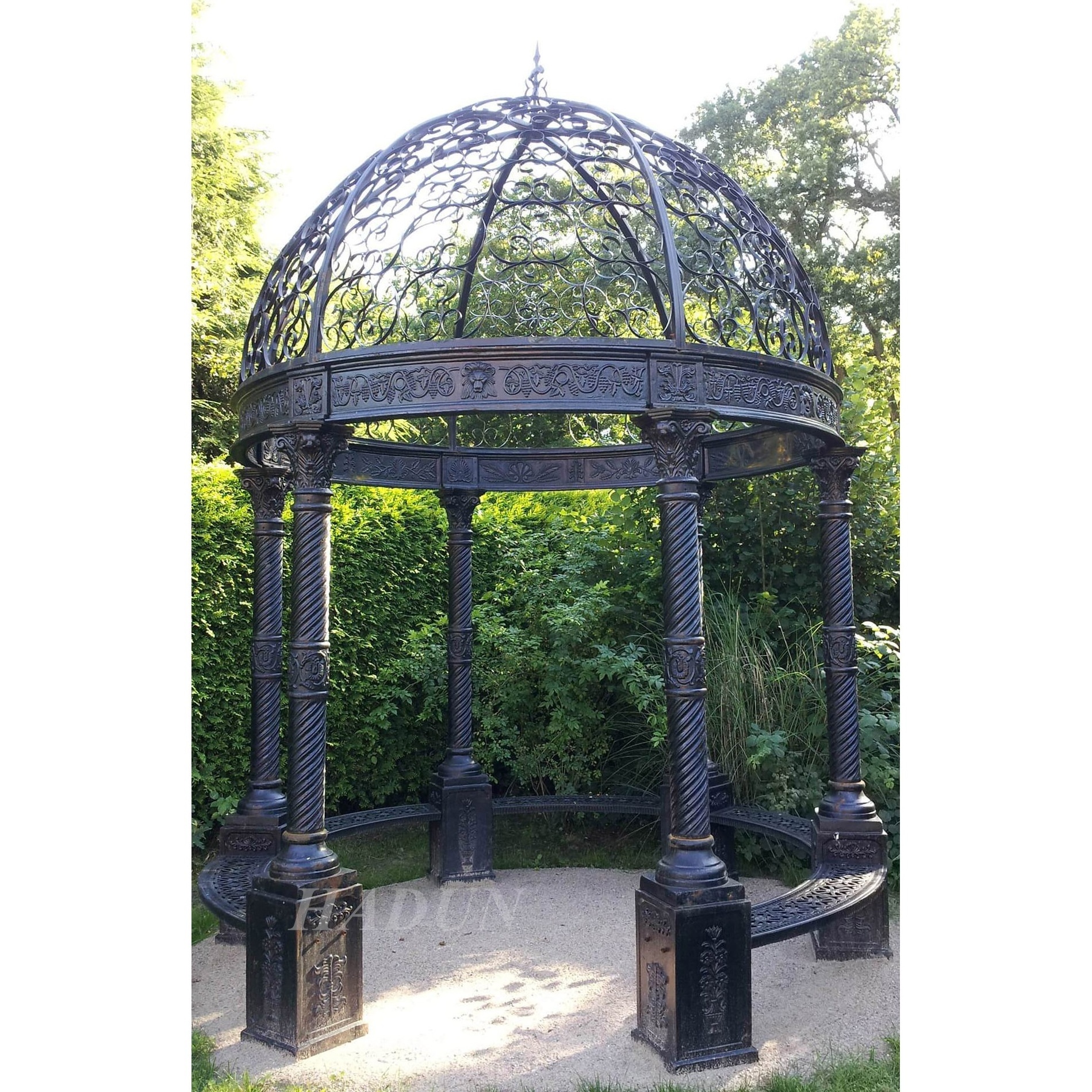 Outdoor Decorative Luxury Garden Metal Pavilion Antique Round Cast Iron Gazebo For Sale