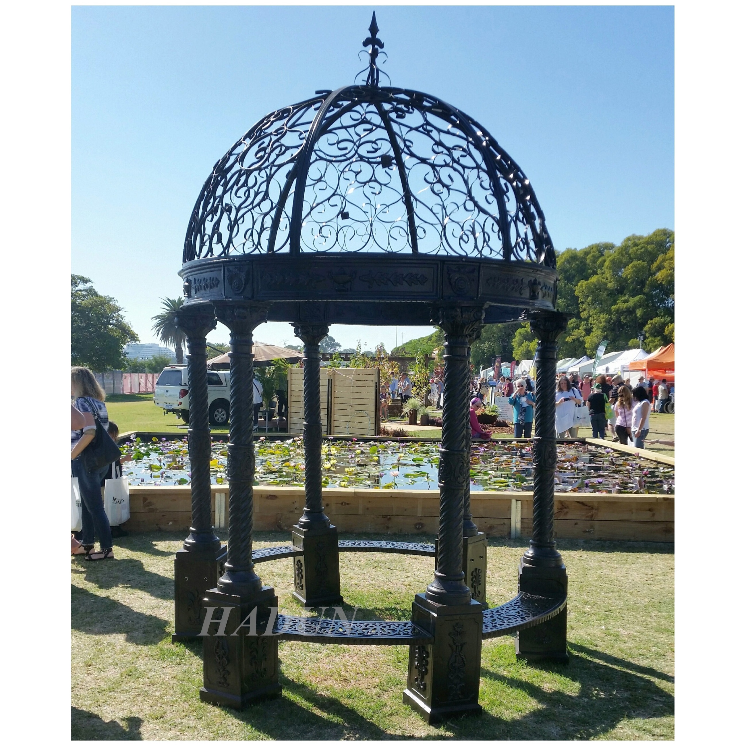 Outdoor Decorative Luxury Garden Metal Pavilion Antique Round Cast Iron Gazebo For Sale