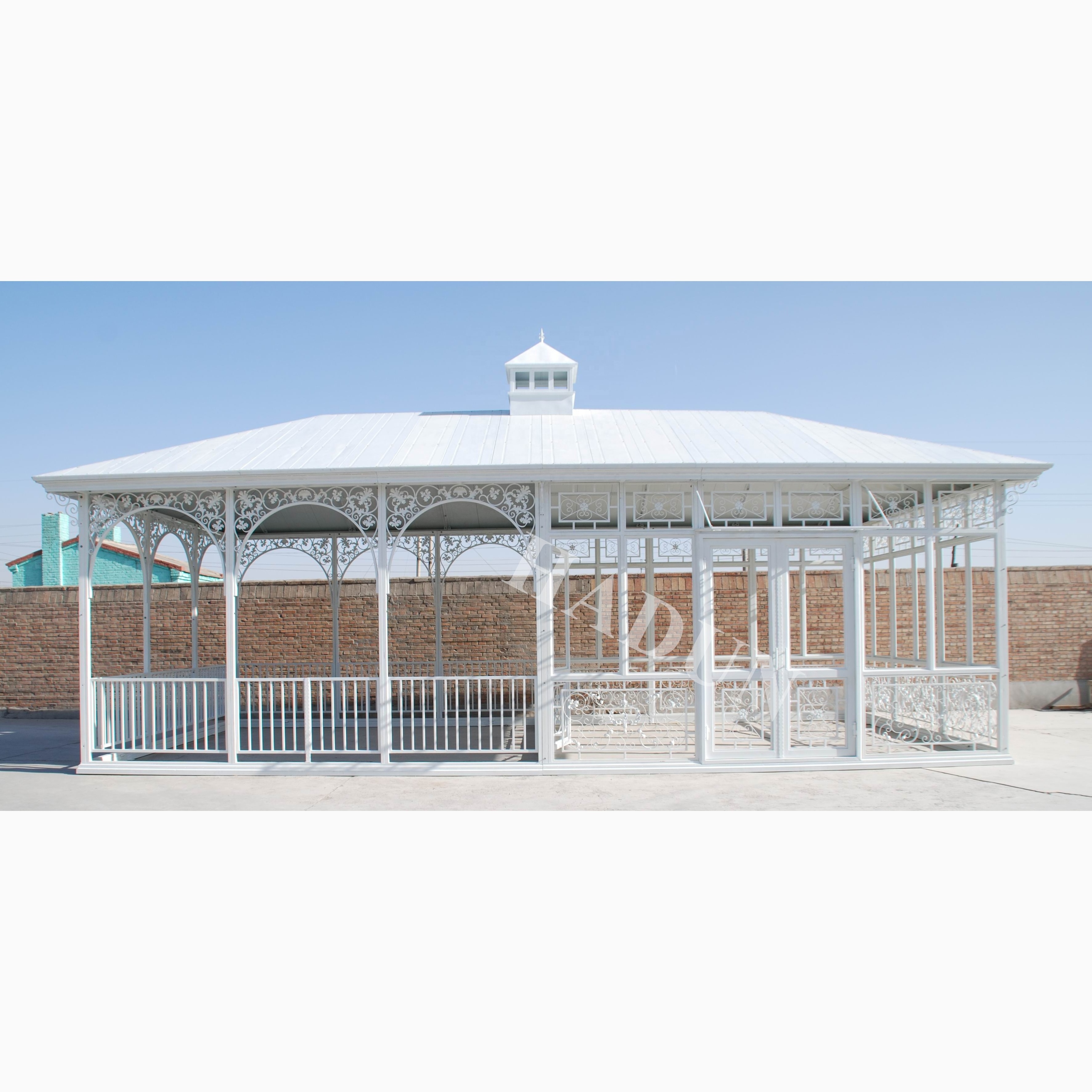 Outdoor Garden Decoration Large Gazebo for Sale Sun Room Orangery Wrought Iron Customized Support Plastic with Wooden Crate