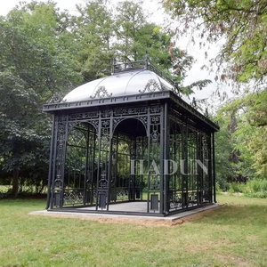 Strong wind resistant waterproof metal gazebo rectangular wrought iron gazebos