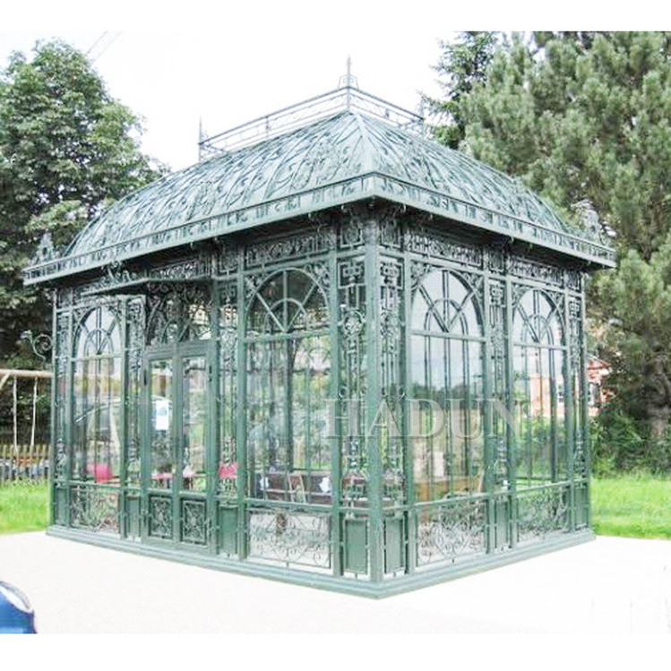 Outdoor rectangular restaurant wrought iron metal pavilion gazebos large pavilion gazebo with metal roof