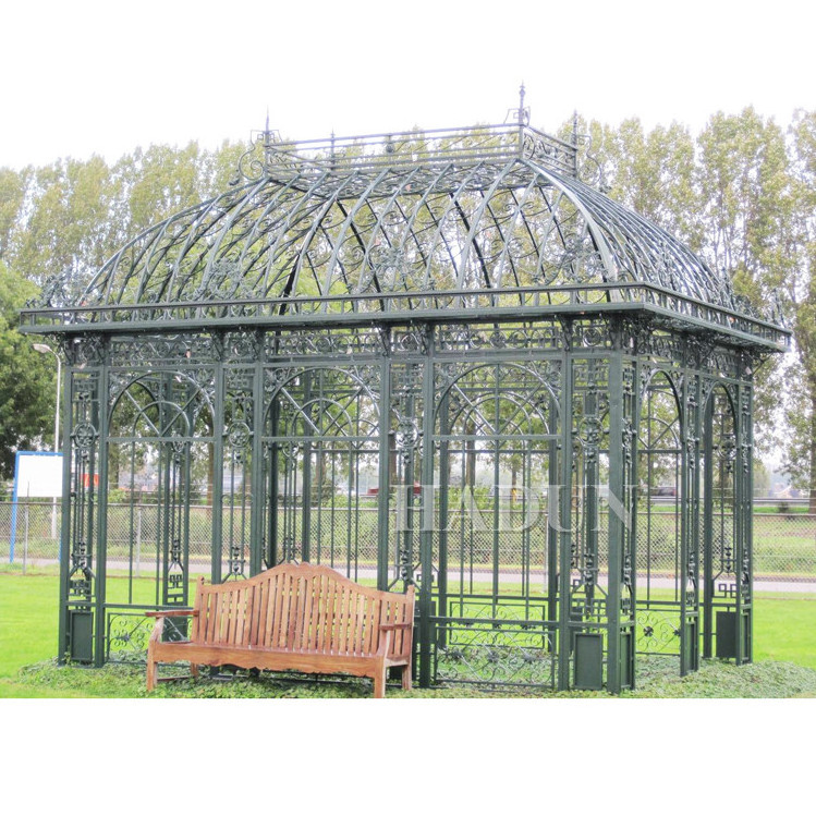 Outdoor rectangular restaurant wrought iron metal pavilion gazebos large pavilion gazebo with metal roof