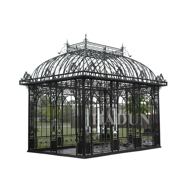 Outdoor decorated wedding gazebos decorating Large Outdoor Iron Green House clear glass roof pavilion gazebo back yard