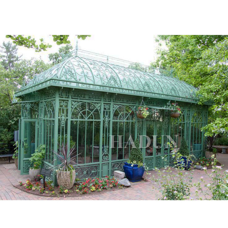 Outdoor decorated wedding gazebos decorating Large Outdoor Iron Green House clear glass roof pavilion gazebo back yard