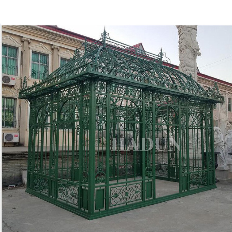 Outdoor decorated wedding gazebos decorating Large Outdoor Iron Green House clear glass roof pavilion gazebo back yard