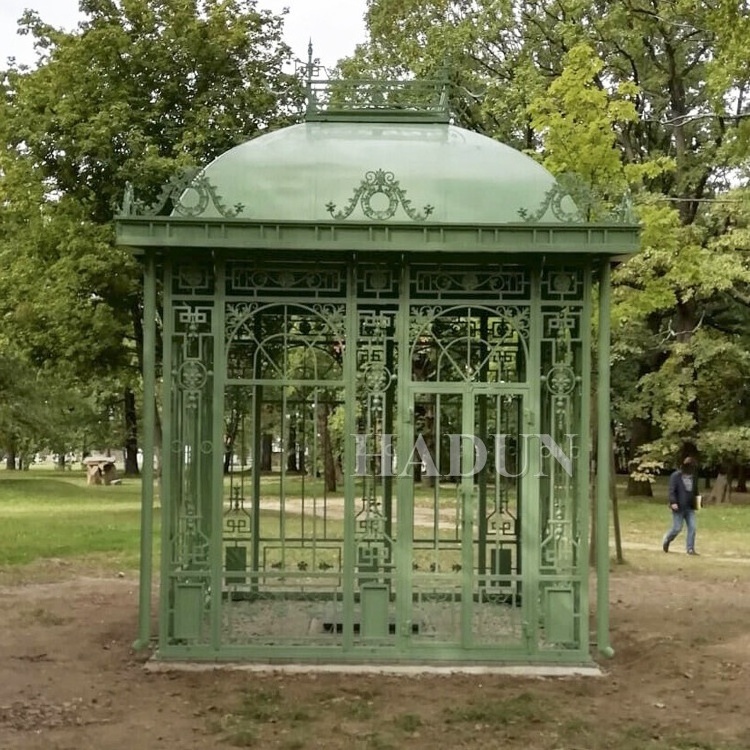 Outdoor Wrought Blue Iron Gazebo for Pool Side