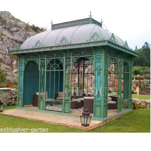 Outdoor Wrought Blue Iron Gazebo for Pool Side