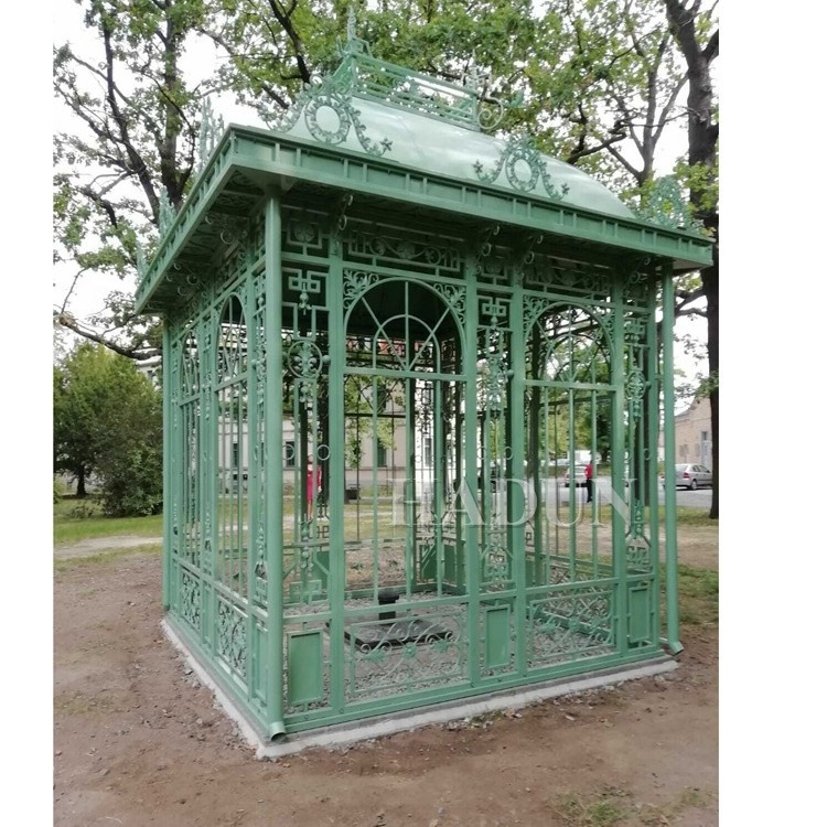 Outdoor Wrought Blue Iron Gazebo for Pool Side