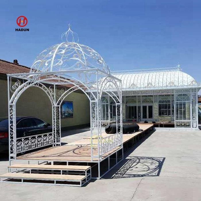 Outdoor Garden White Wedding Wrought Iron Gazebo White Iron Gazebo for Sale