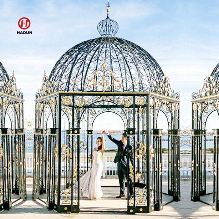 Outdoor Garden White Wedding Wrought Iron Gazebo White Iron Gazebo for Sale