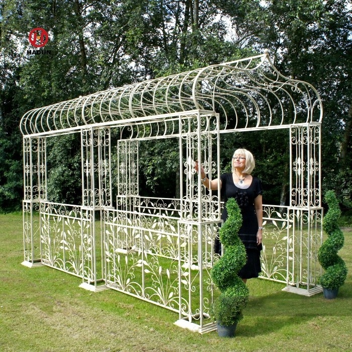 Outdoor Garden White Wedding Wrought Iron Gazebo White Iron Gazebo for Sale