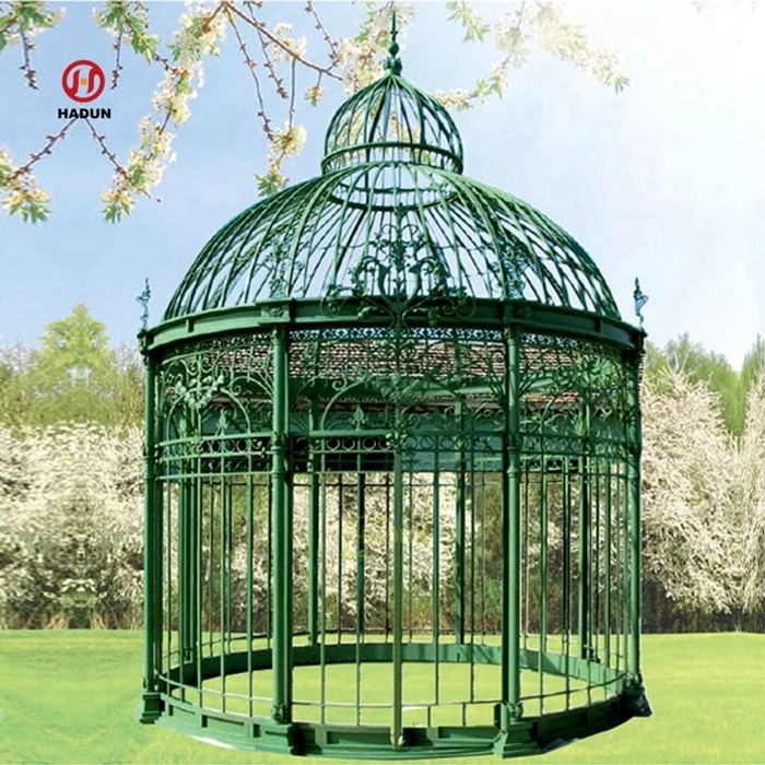 Large Outdoor Hot Sale Wrought Iron Birdcage Pavilion Gazebo For Sale