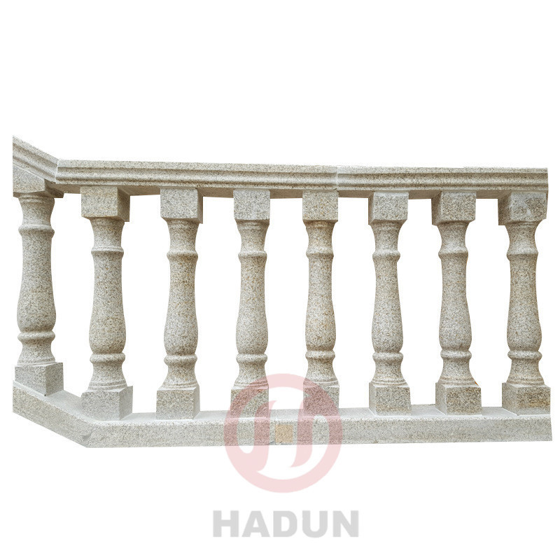 Yellow Granite Stone wall parapet railing column pillar design