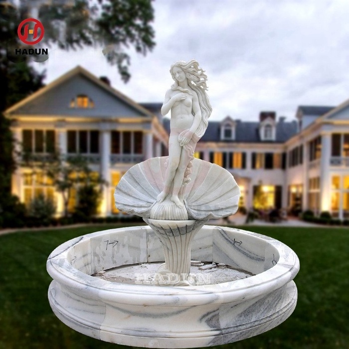 Large Outdoor Virgin Mary Marble Water Fountain With Figure Statue for Sale