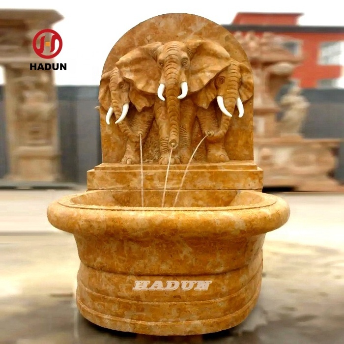 Antique stone elephant head wall fountain for garden