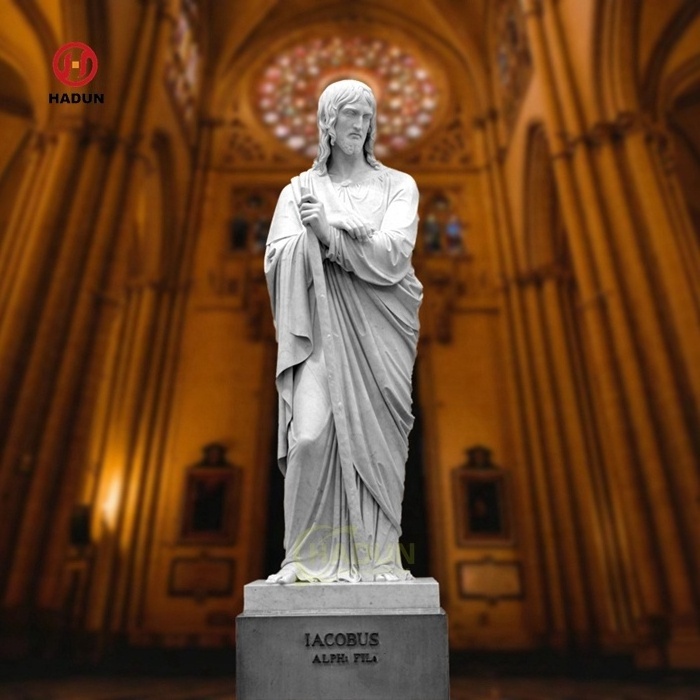 Custom Life Size Christ Church White Marble Saint James Sculpture Twelve Apostles of Jesus Statue