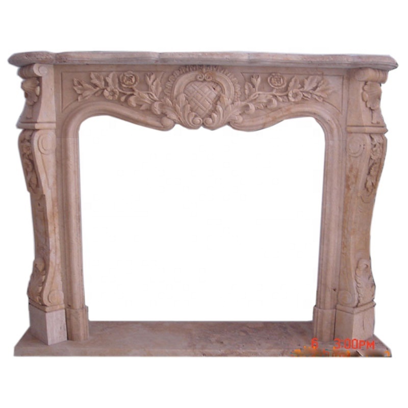 French natural stone marble fireplace mantle for wall decoration