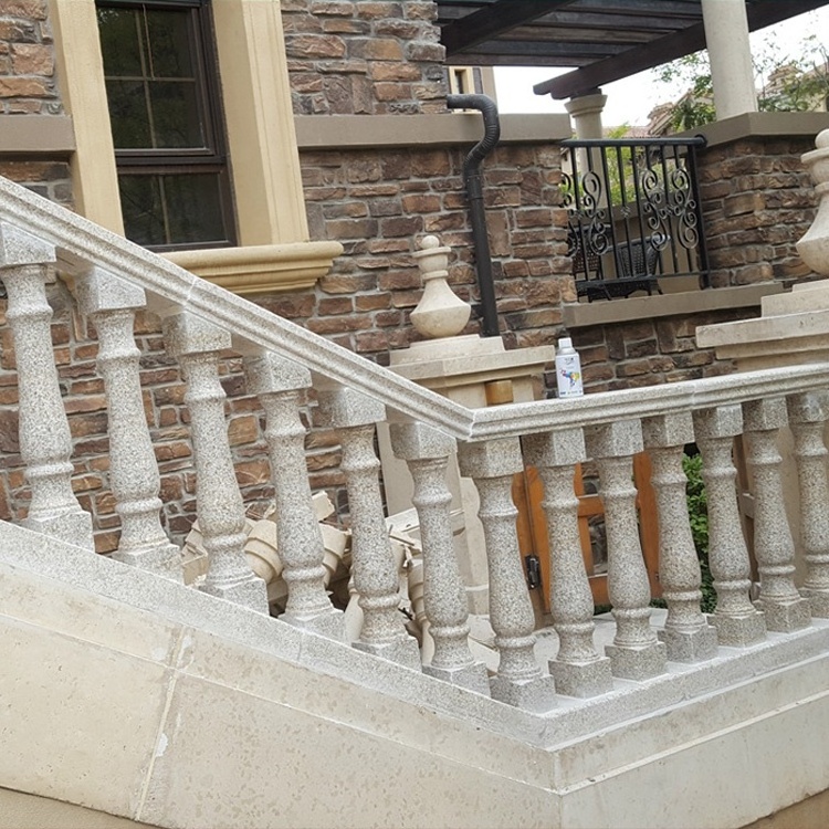 Yellow Granite Stone wall parapet railing column pillar design