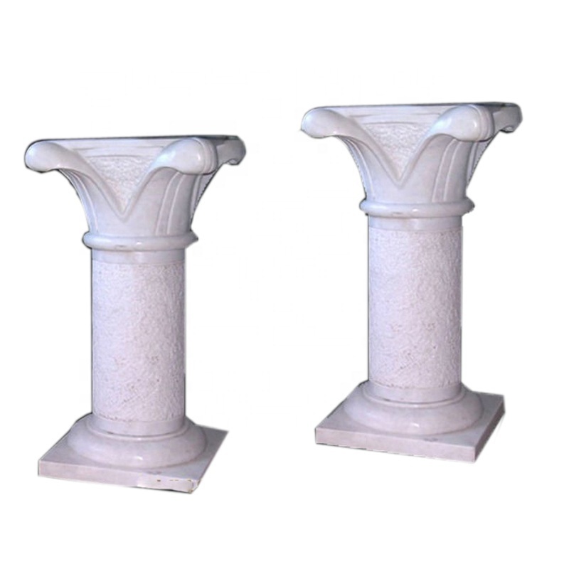 Indoor decorative solid white marble column stone pillar