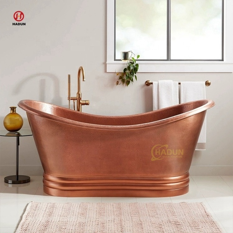 Hotel luxury style interior copper bathtub silver color finish metal bathroom bathtub mirror polished stainless steel bathtu