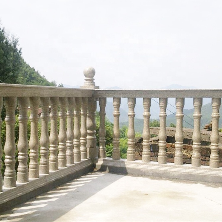 Yellow Granite Stone wall parapet railing column pillar design