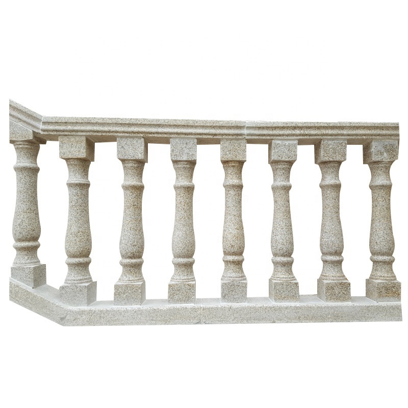 Yellow Granite Stone wall parapet railing column pillar design