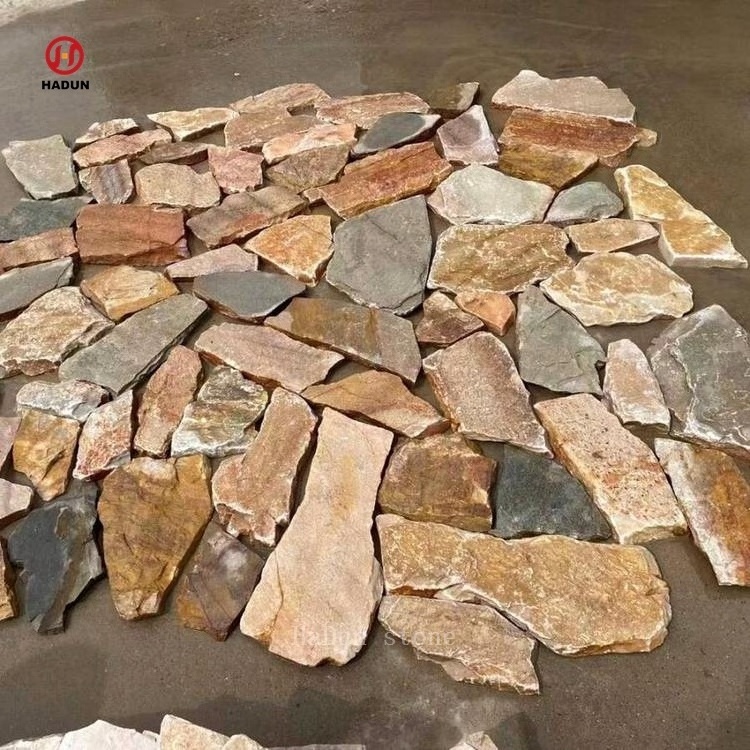 Irregular Random Size Multi Yellow Landscape Flagstone Stepping Stone For Outdoor Garden