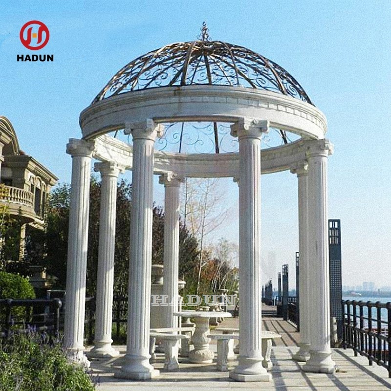 Outdoor Modern Marble Made Hand Carved Garden Roman Stone Gazebo