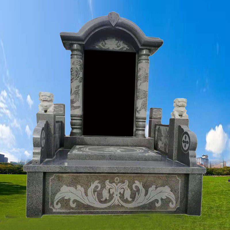 China style black marble headstone