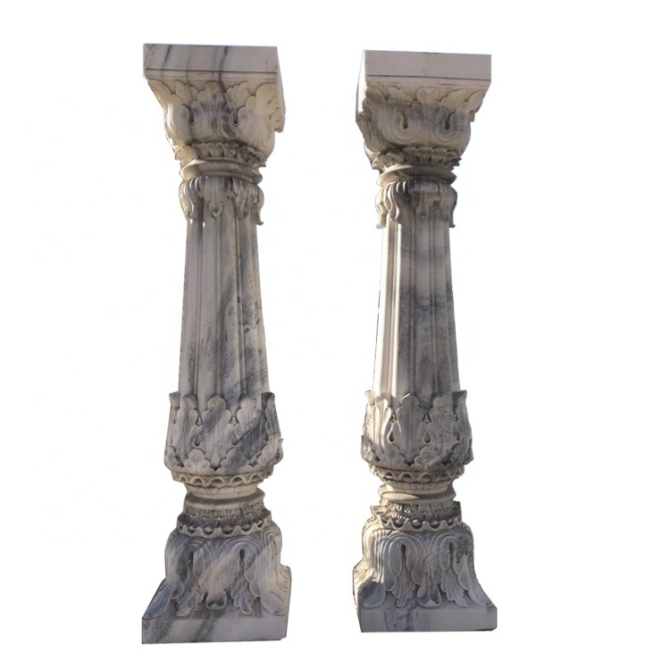 Nice Carving Natural White marble stone gate pillar design