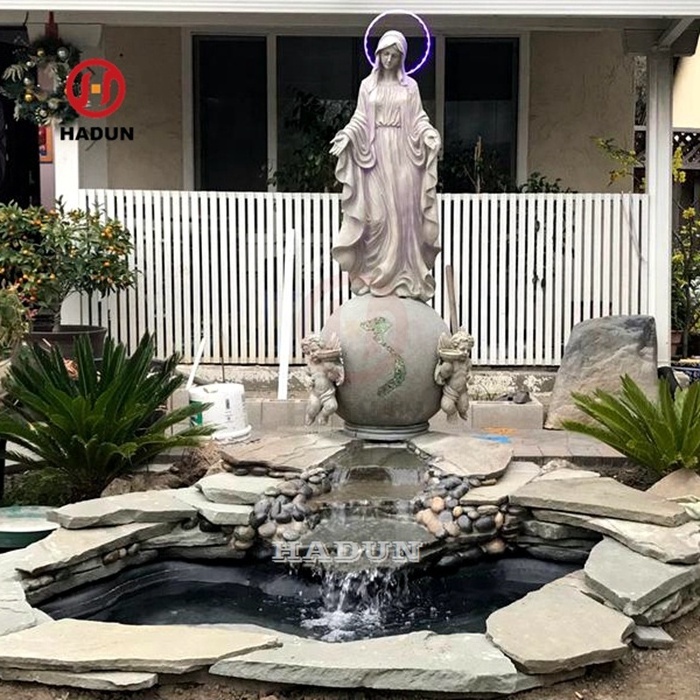 Elegant Lady Statue Virgin Mary Marble Fountain Sale