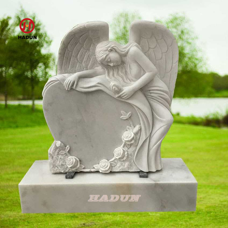 Hot sale Custom White Heart Angel Granite Marble Tombstone Monuments Memorials headstones