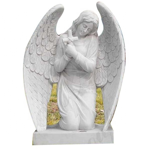 Chinese factory hand carved white carrara marble weeping angel of grief statue sculptures for tombstone for sale