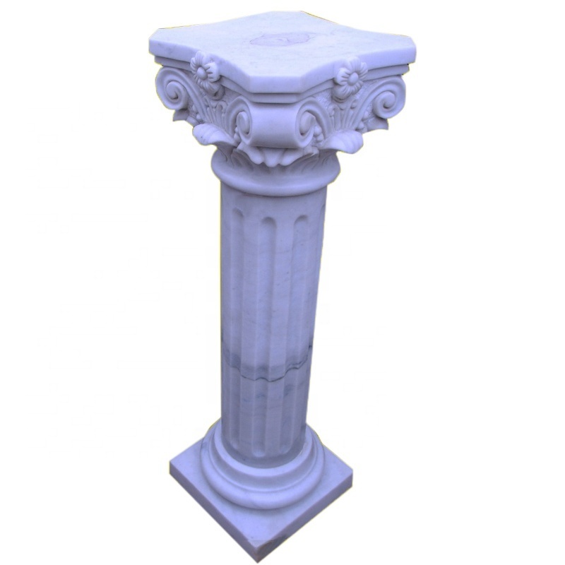 Indoor decorative solid white marble column stone pillar