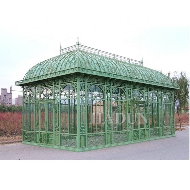 Outdoor antiqu decor large outdoor victorian metal garden gazebo wrought iron pavilion greenhouse