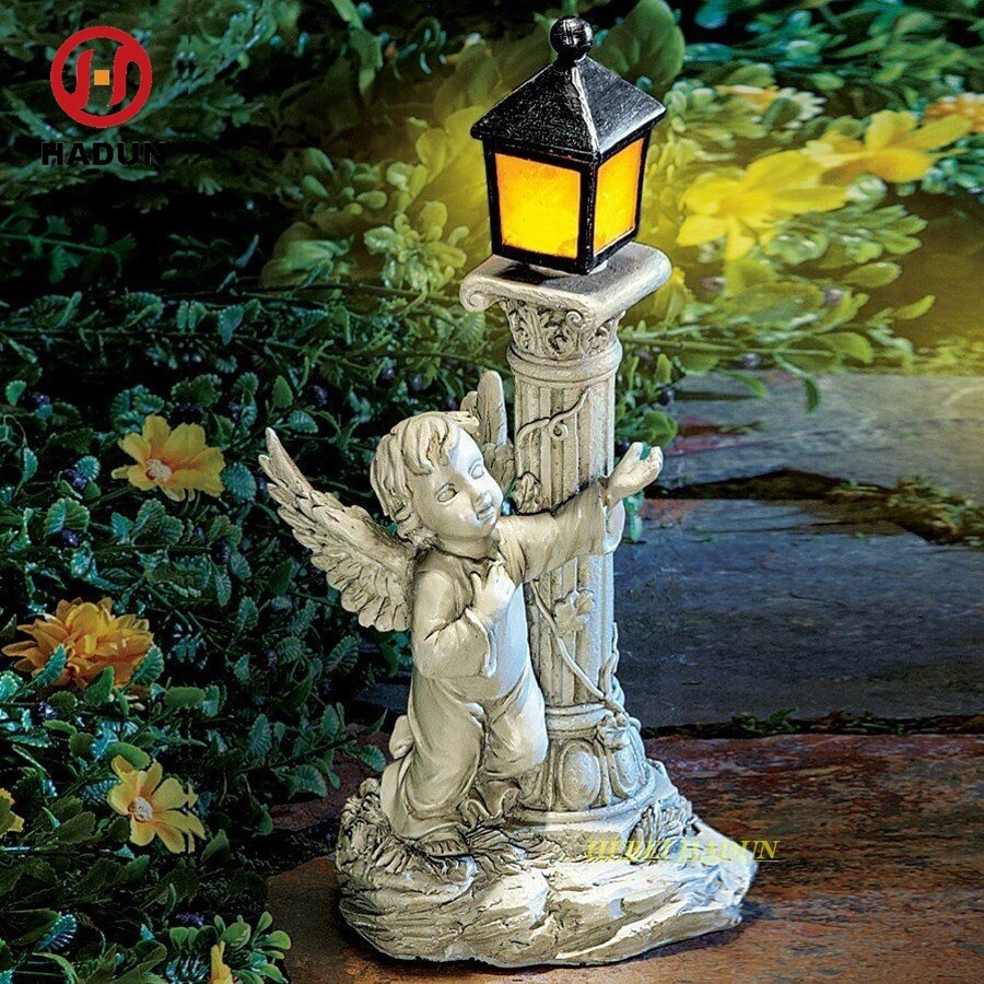 Outdoor Bronze Golf Boy Lamp Statue Metal Garden Light